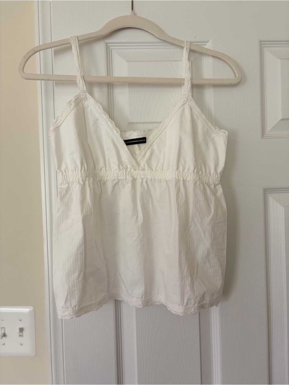 Brandy Melville White Lace-Trim Camisole